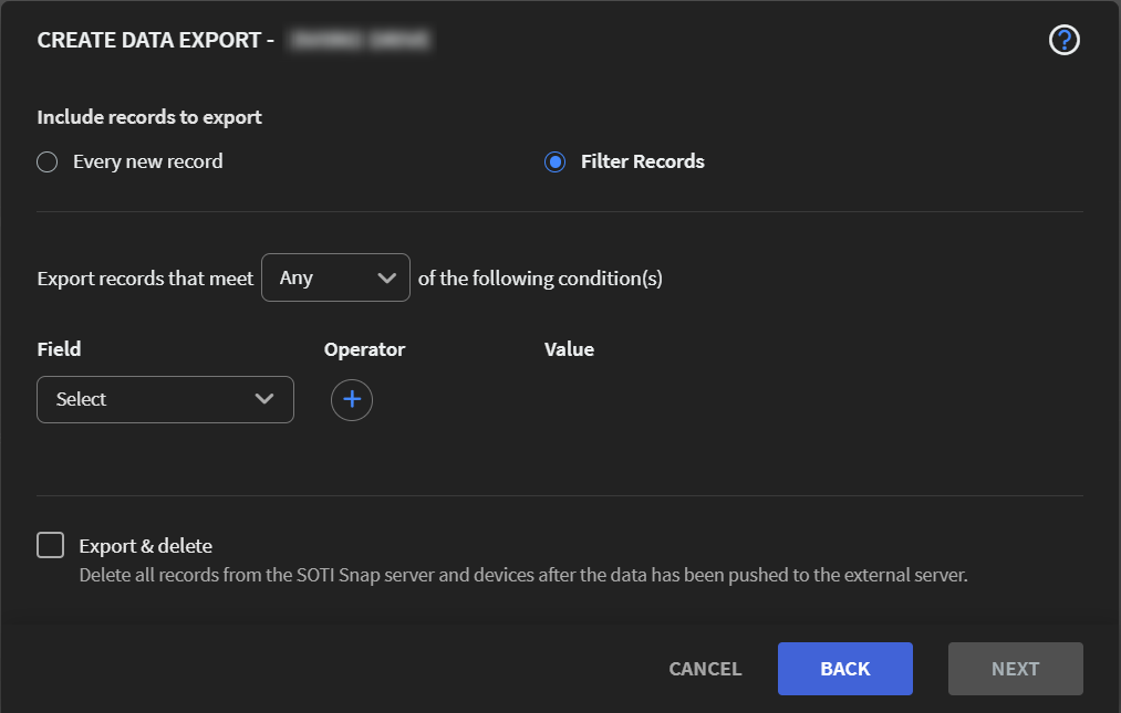 Export record filtering options