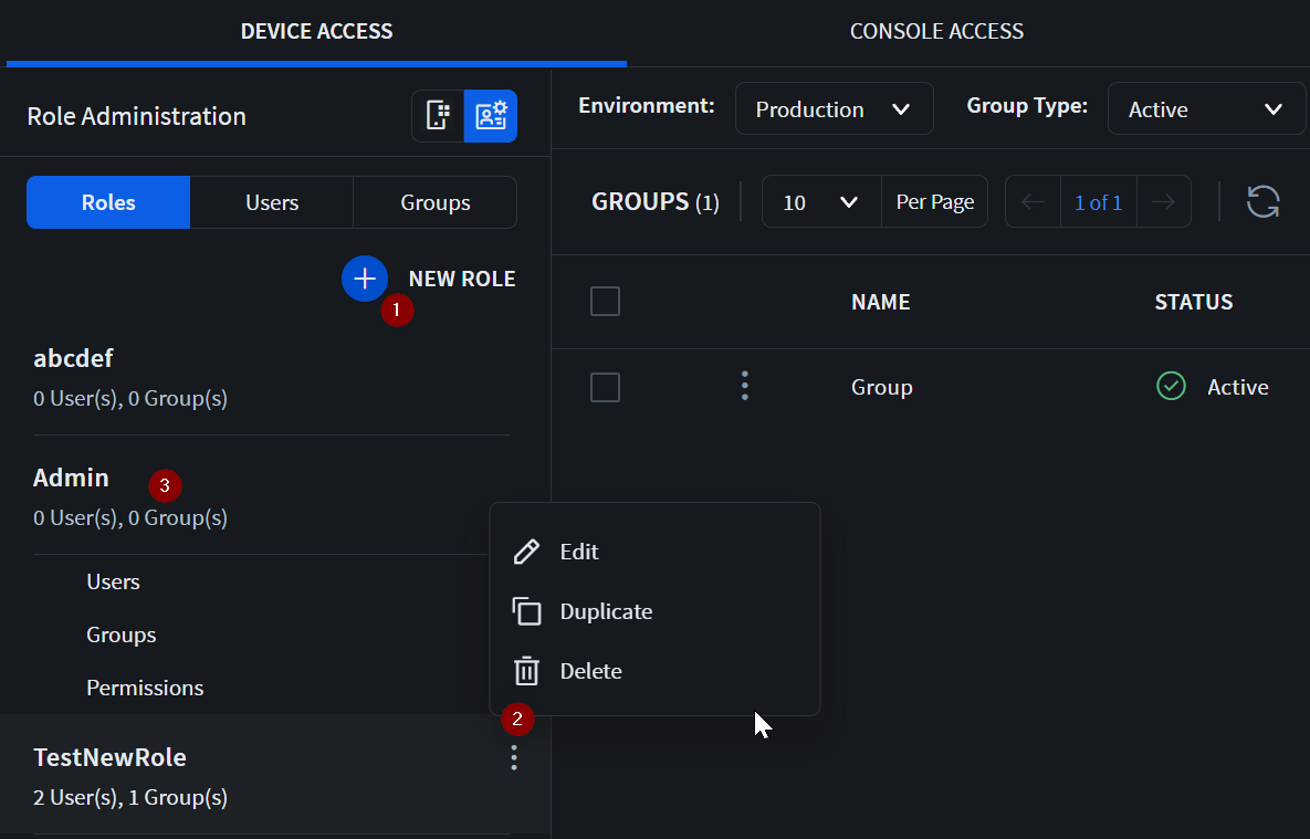 Device Access: Roles