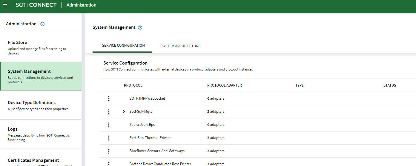 System Management Pane