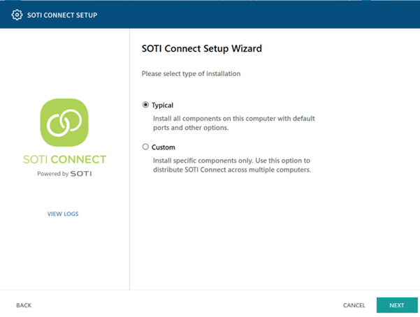 SOTI Connect Setup Wizard - Typical