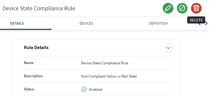 Compliance rule delete details