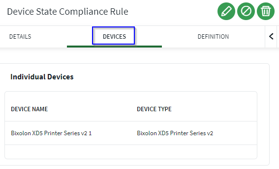 Compliance rule view devices