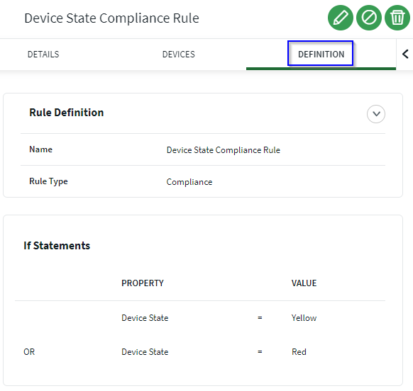 Compliance rule view definition