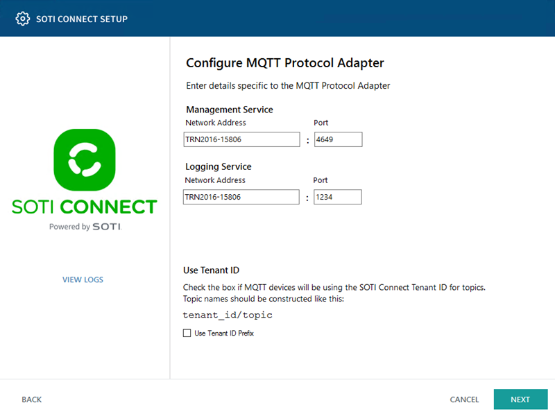 Configure MQTT Protocol Adapter Screen