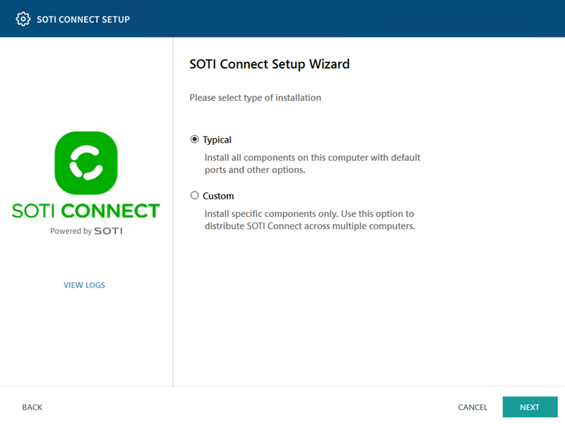 SOTI Connect Setup Wizard - Typical