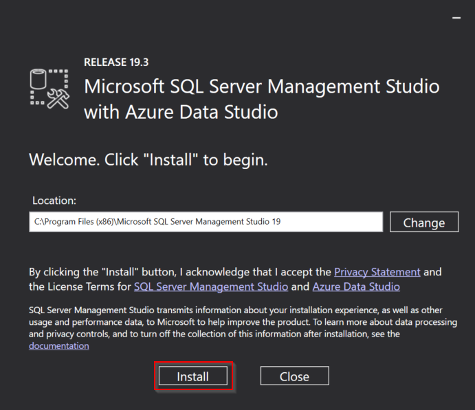 SQL Server Management Studio main installation page