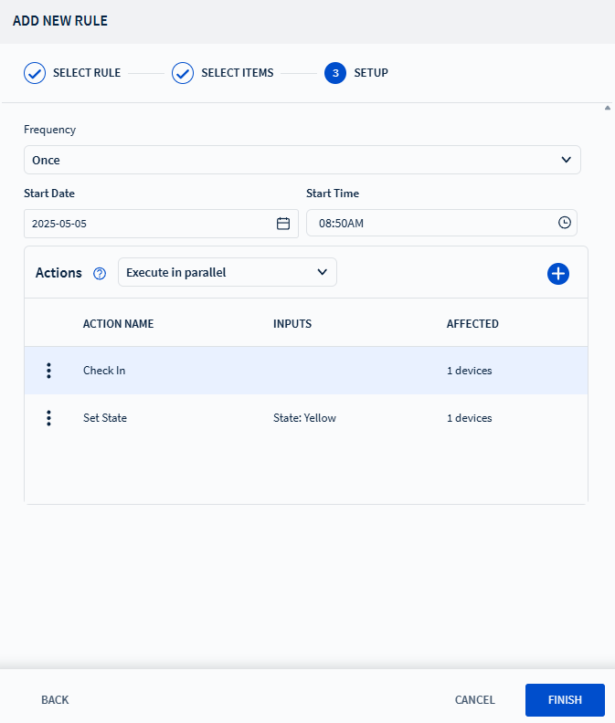 Rules with many actions run in parallel