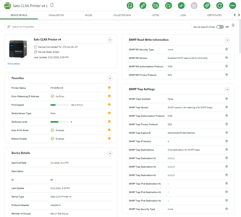 Devices View Available Tabs