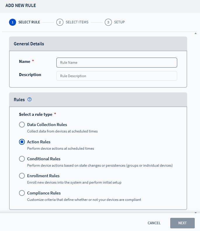 Creating an action rule