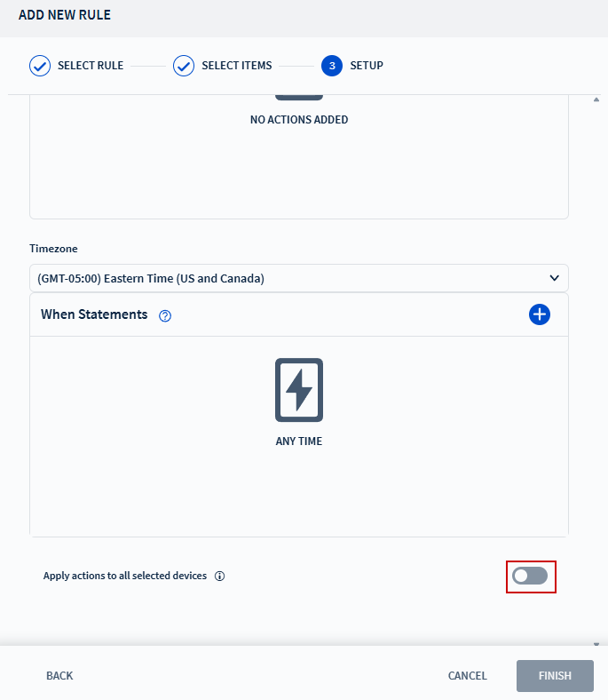 Apply actions to all selected devices