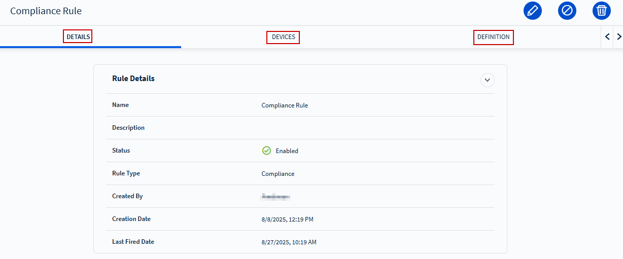 Compliance Rule Details
