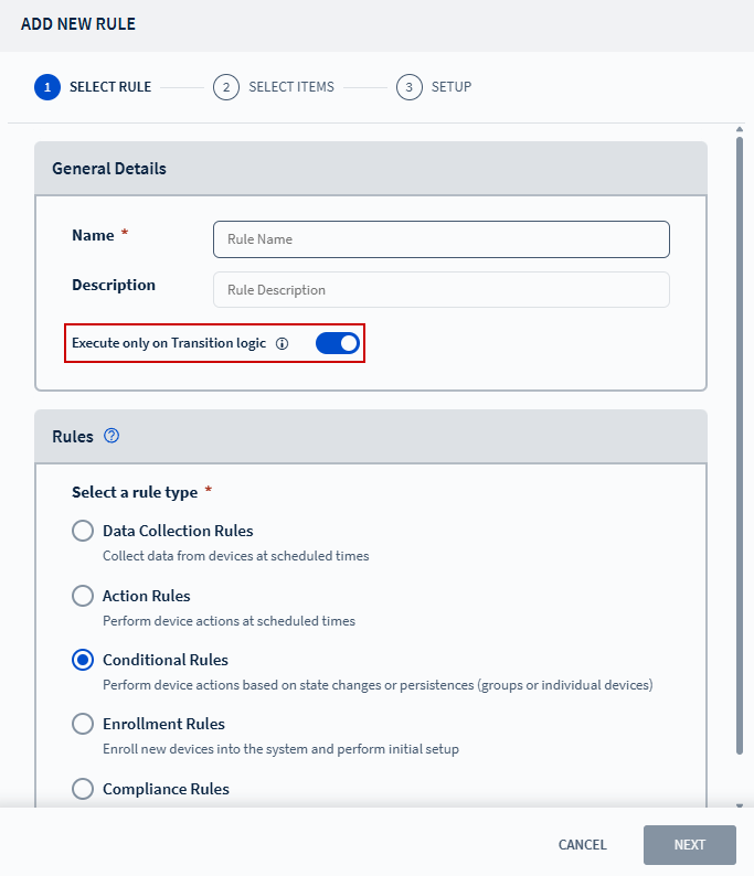 Configuring a conditional rule