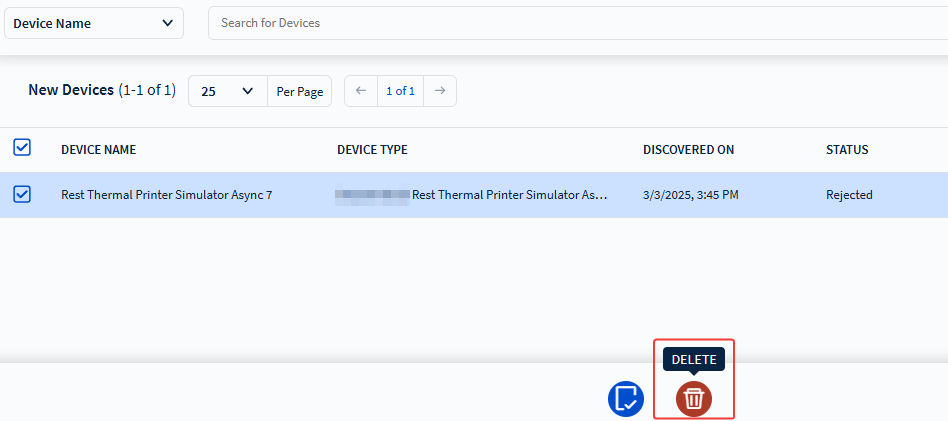 Deleting a Rejected Device