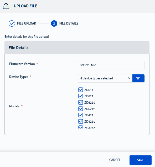 Uploading a firmware file
