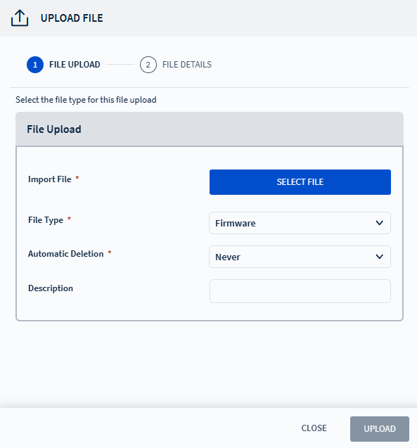 Uploading a firmware file
