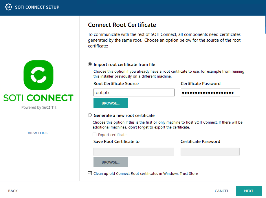 Root Cert Configuration