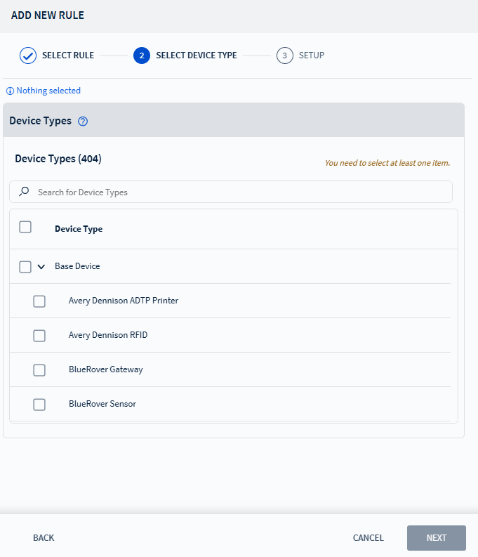 Selecting a Device Type