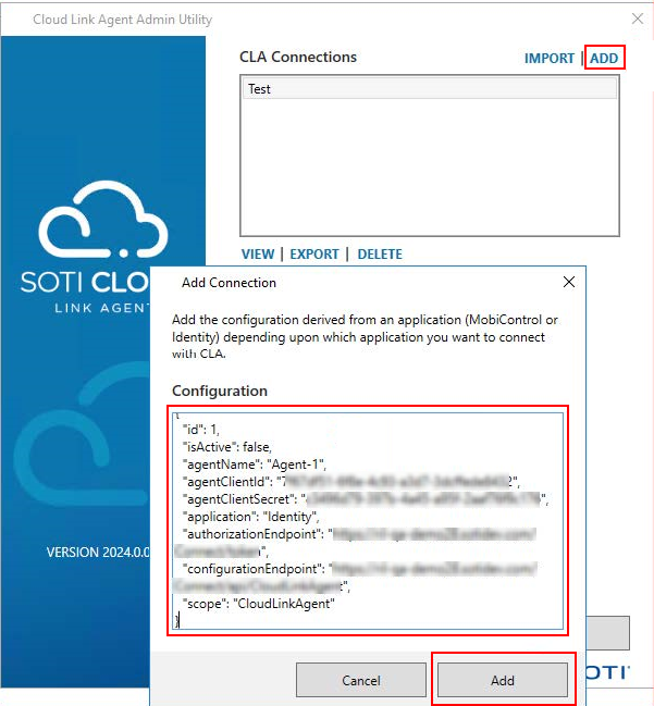 Paste the SOTI Cloud Link Agent configuration details