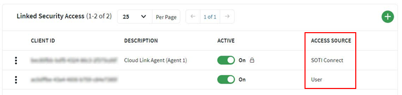 Identifying SOTI Cloud Link Agent types in the Security Access table