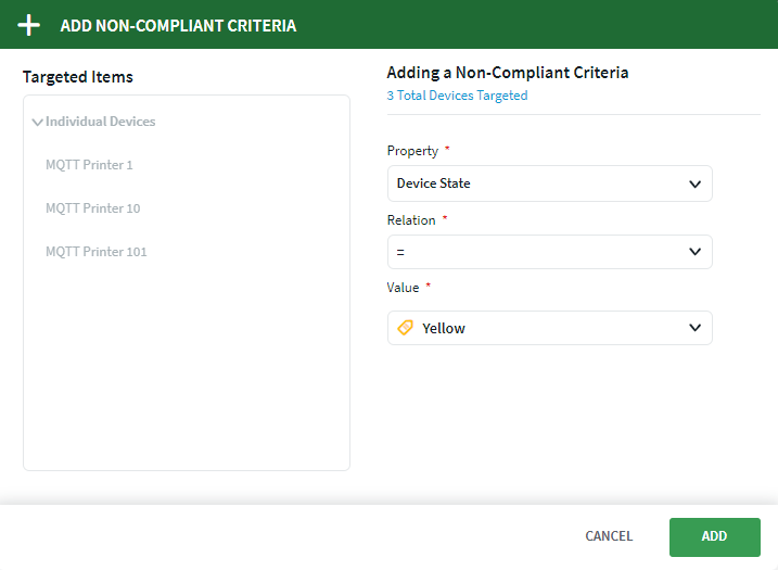 Compliance rule criteria