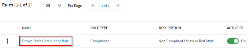 Compliance rule select to edit