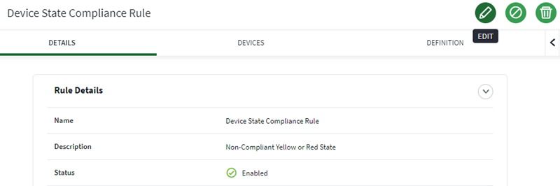 Compliance rule edit details