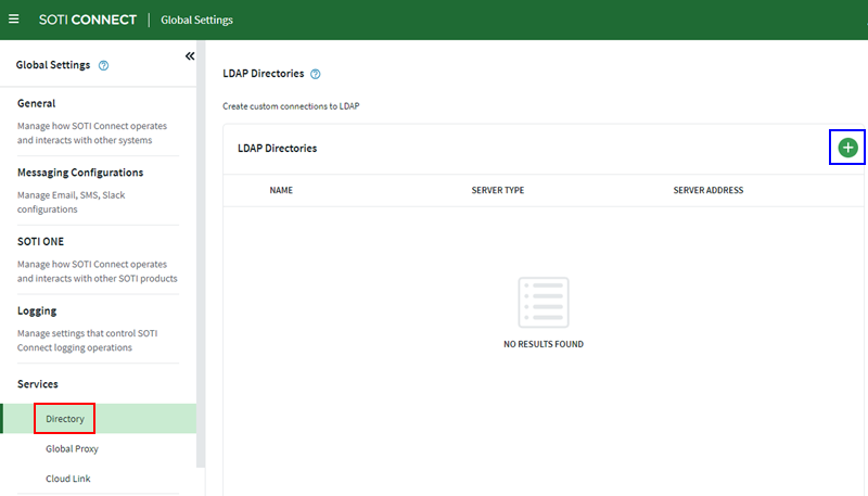 Global Settings > Services > Directory