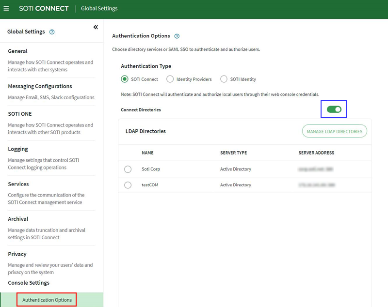 Enable/Disable LDAP Connection