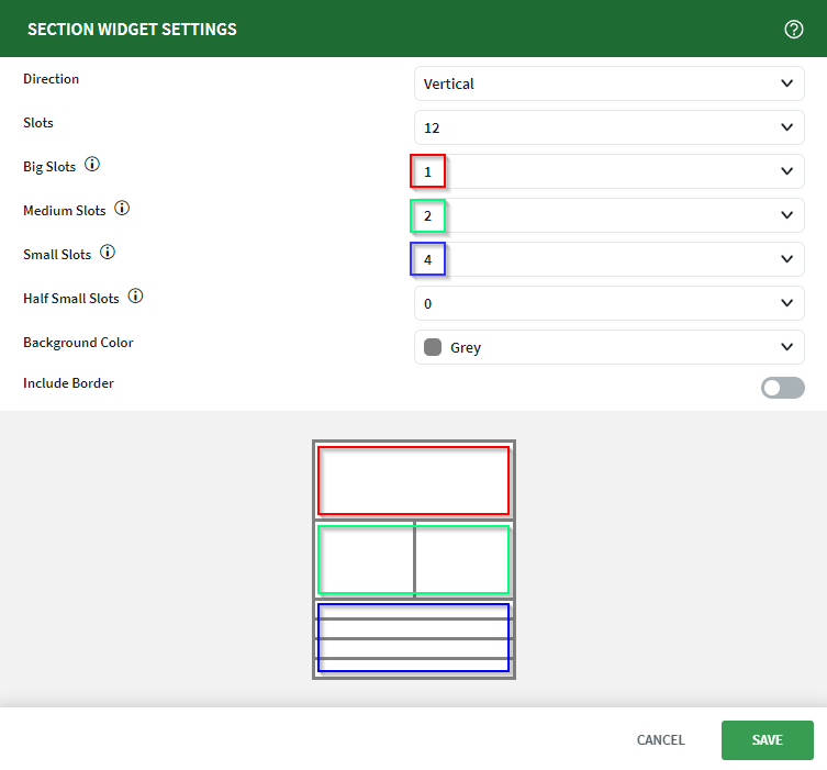 Visual board section widget