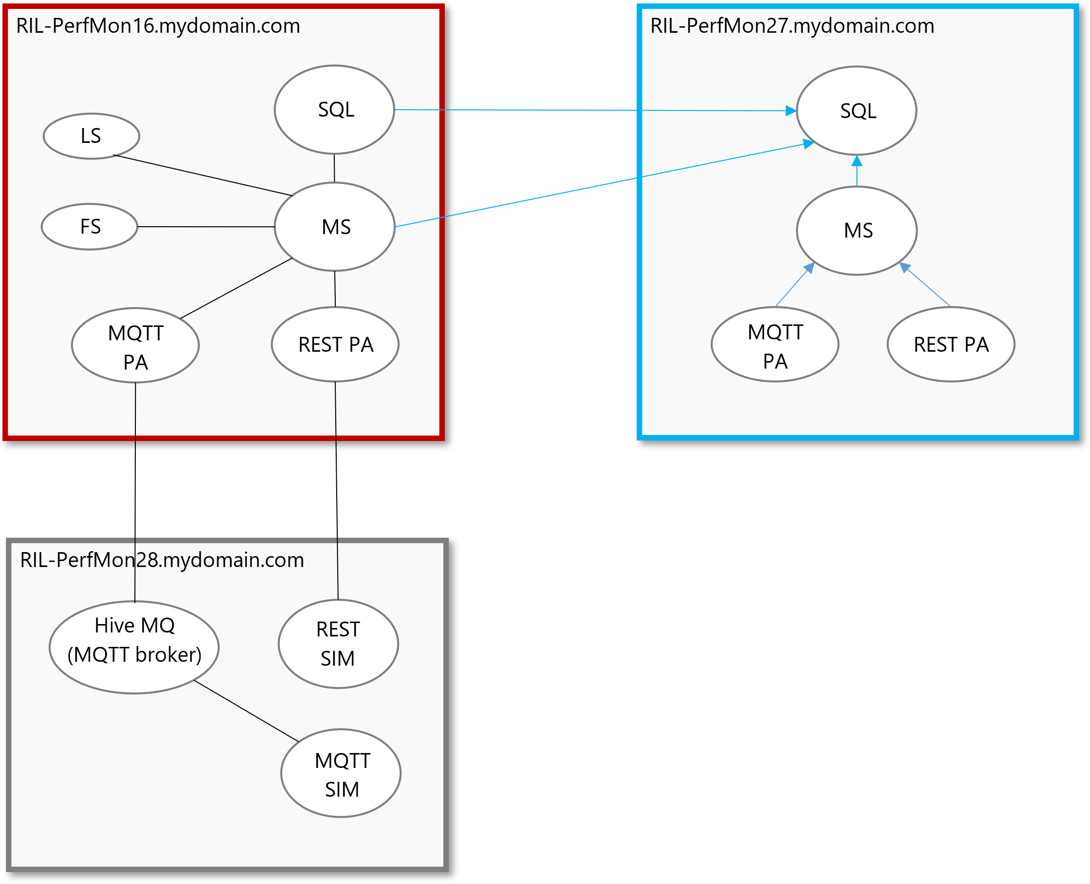 Diagram showing the migrated PAs inside the virtual machine where the management service resides