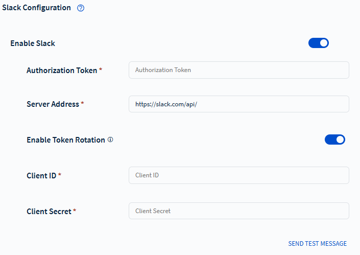 Slack configuration settings