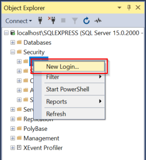 SQL Server New Login selected