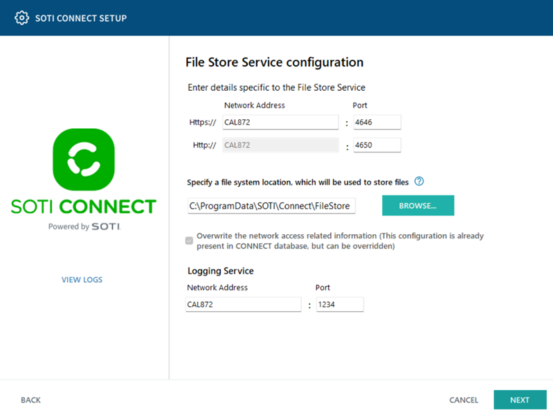 Configure File Store Service