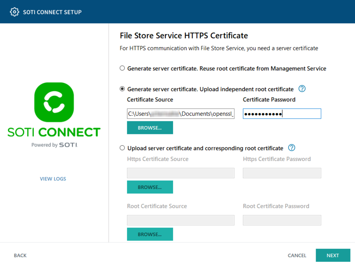 Configure File Store Service HTTPS Certificate