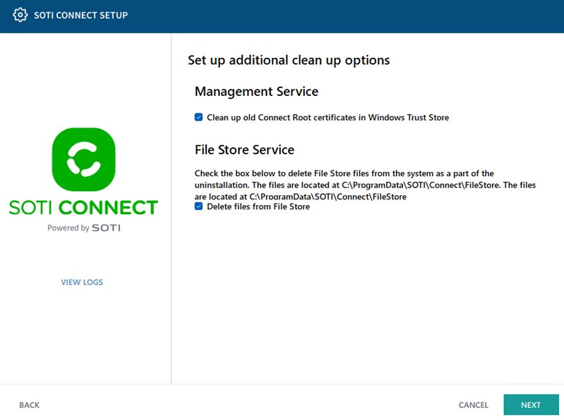 Delete SOTI Connect data from SQL Server