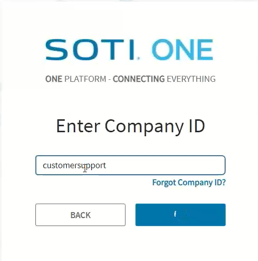 Company ID step for logging in.