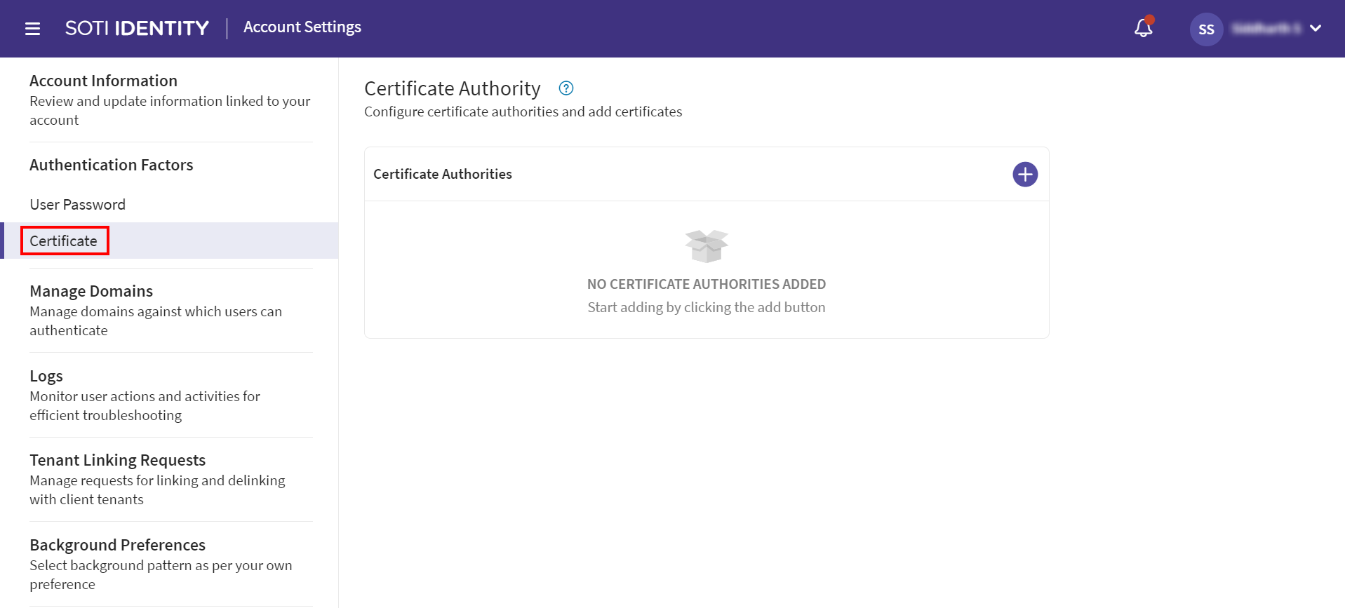 Certificate Authority console view