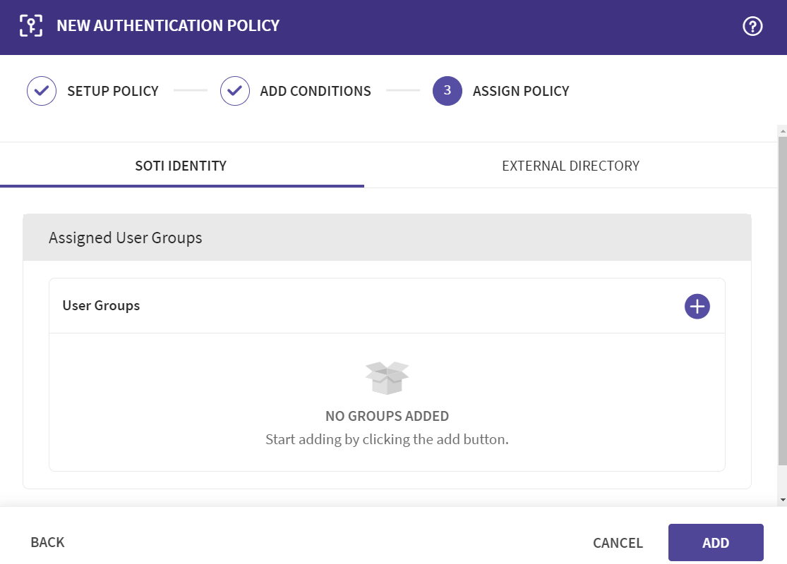 The Assign Policy tab selected
