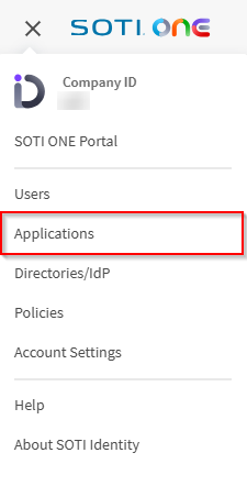 Selecting Applications in the main menu.