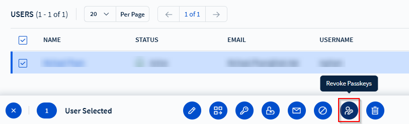 Selecting Revoke Passkeys.