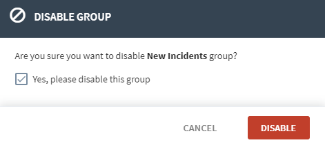 Confirm disabling a group