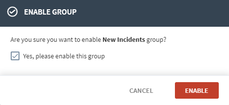 Confirm enabling a group