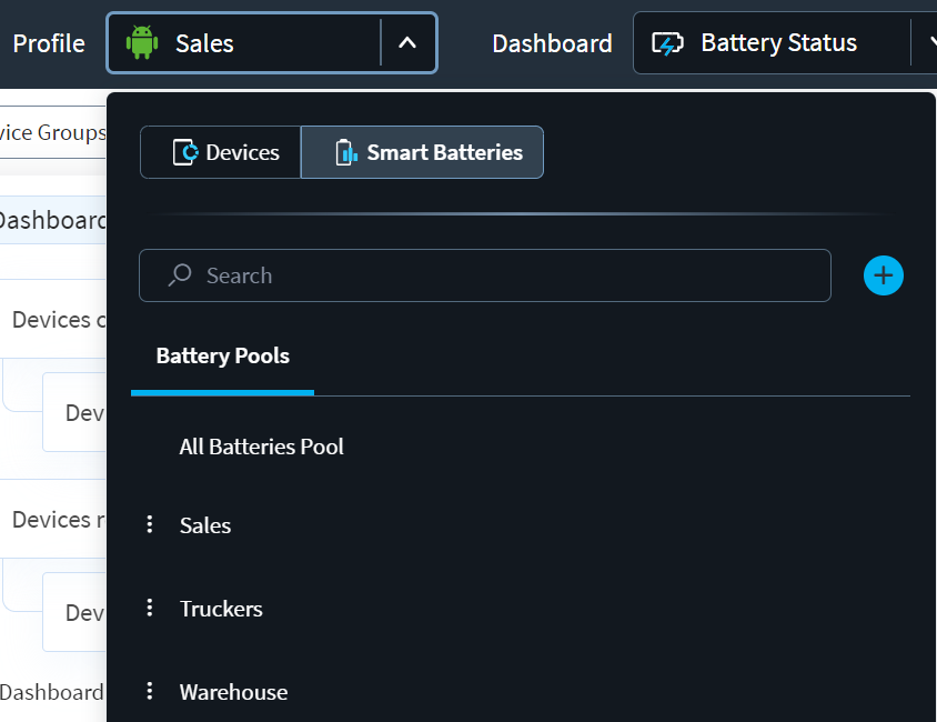 Battery pool pane for the profile