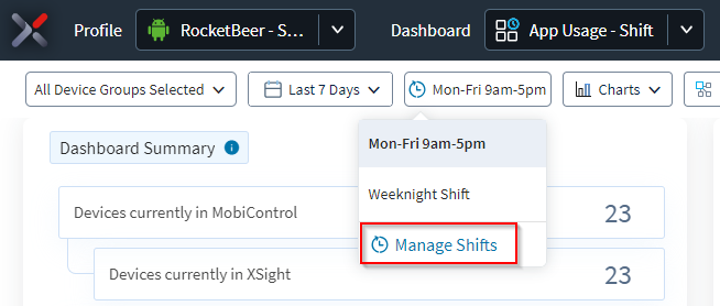 Select Manage Shifts