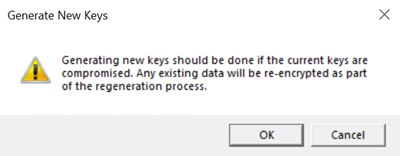 Confirm generation of new keys