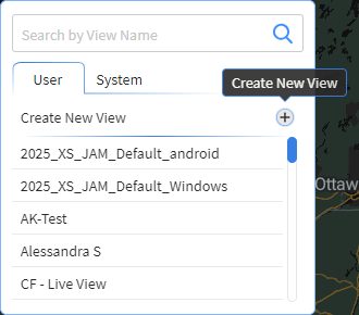 Select the Create New View icon to create a new view