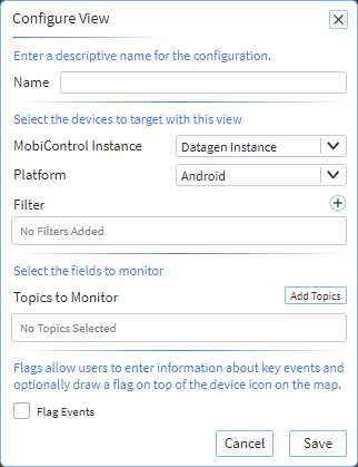 The Configure View panel displays