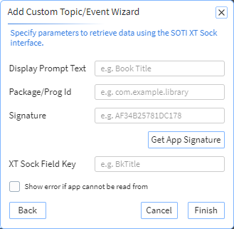 Custom Topic Wizard XT Sock screen