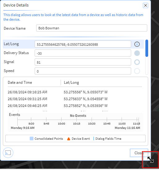 Resize the Device Details panel