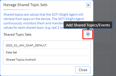 Select the Add Shared Topics/Events icon